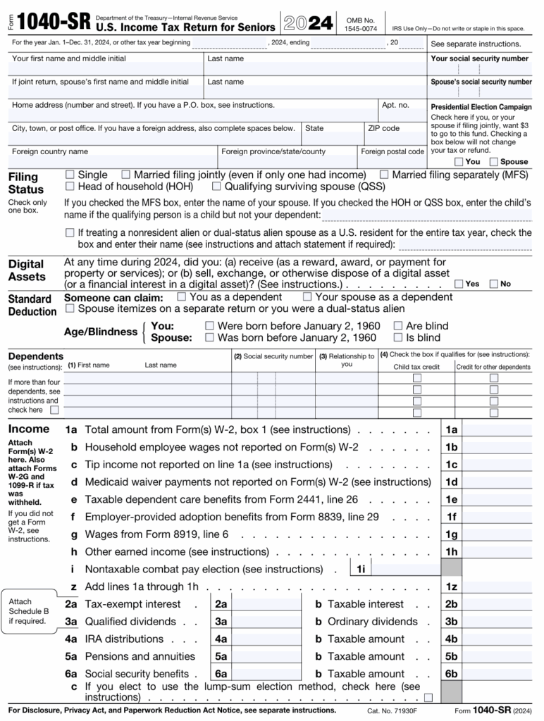 Form 1040 SR